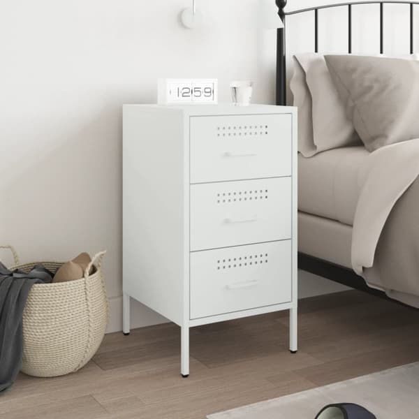 vidaXL sengebord 36x39x68 cm stål hvid