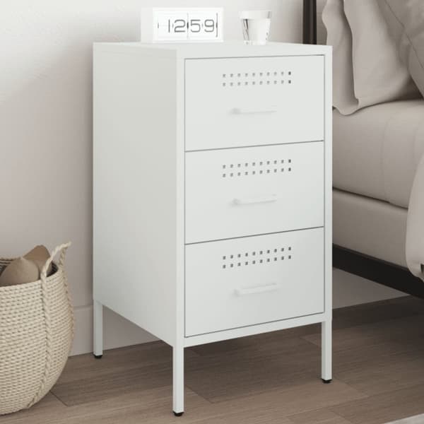 vidaXL sengebord 36x39x68 cm stål hvid