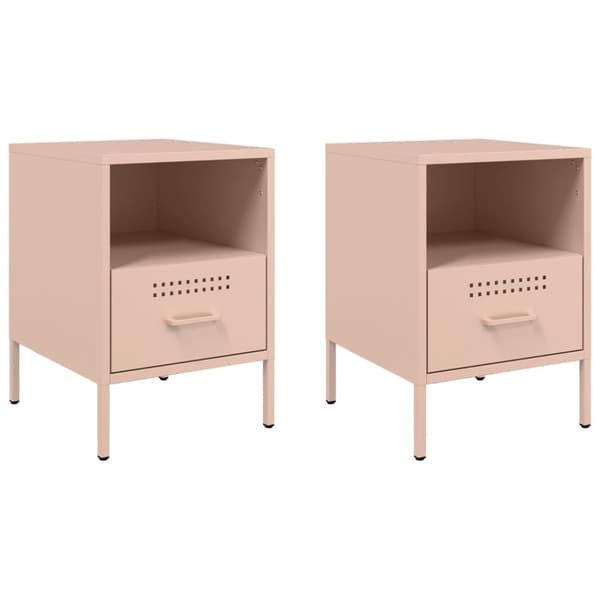 vidaXL Yöpöydät 2 kpl pinkki 36x39x50,5 cm teräs