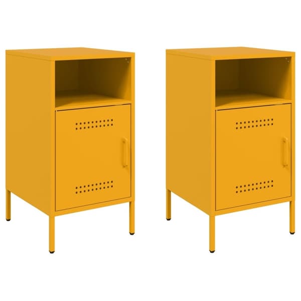 vidaXL sengeborde 2 stk. 36x39x68 cm stål sennepsgul