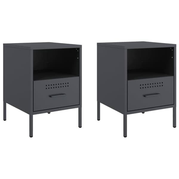 vidaXL sengeborde 2 stk. 36x39x50,5 cm stål antracitgrå