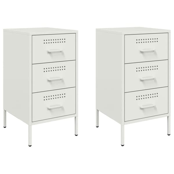 vidaXL Nattbord 2 stk hvit 36x39x68 cm stål