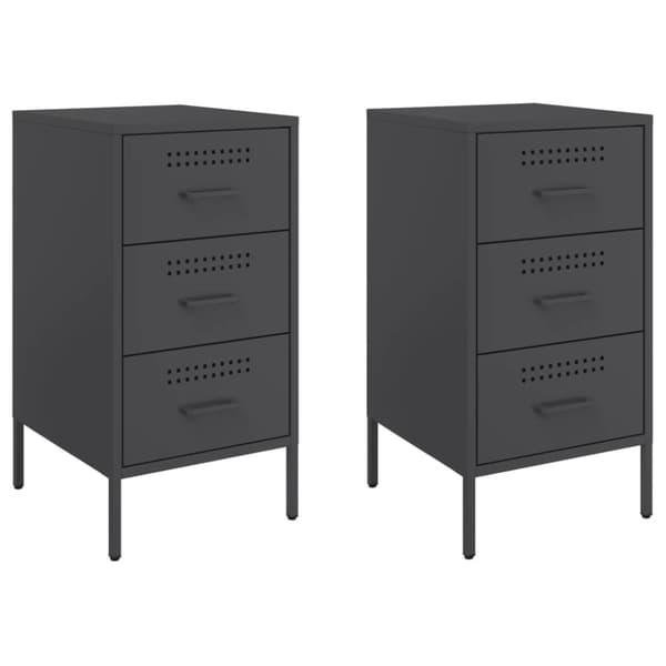 vidaXL Nattbord 2 stk svart 36x39x68 cm stål