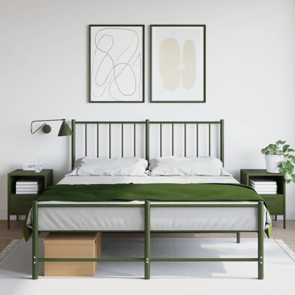vidaXL sengeborde 2 stk. 36x39x50,5 cm stål olivengrøn