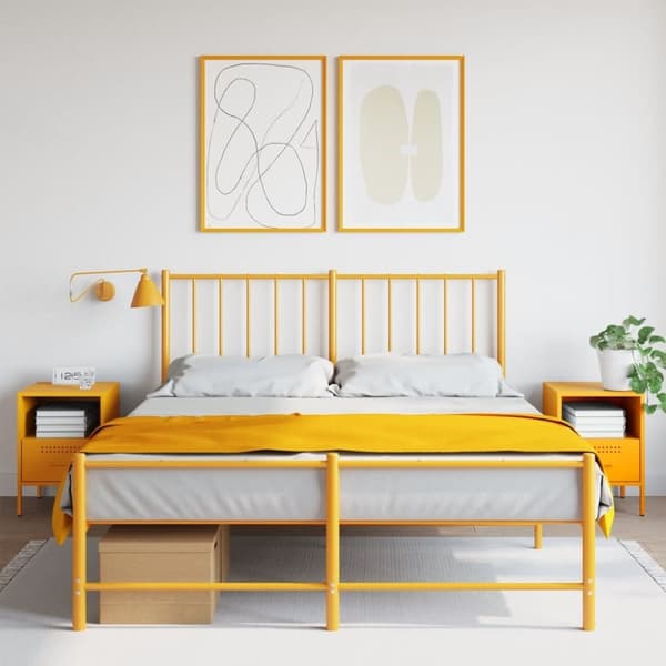 vidaXL Yöpöydät 2 kpl sinapinkeltainen 36x39x50,5 cm teräs