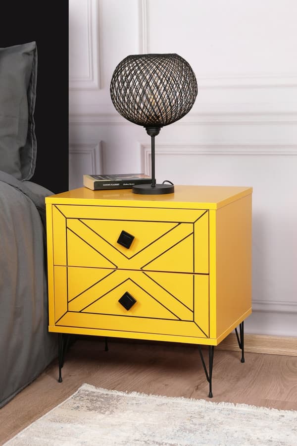 Chic Home Luona yöpöytä laatikoilla L50xS40xK55 cm, keltainen
