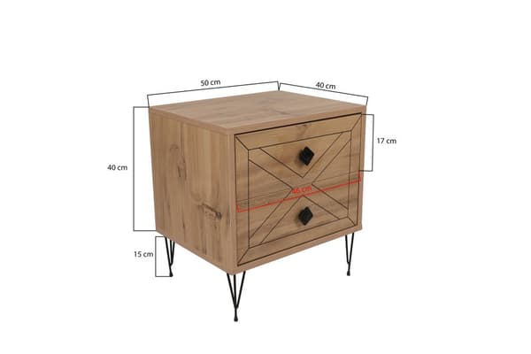 Chic Home Luona yöpöytä laatikoilla L50xS40xK55 cm, ruskea