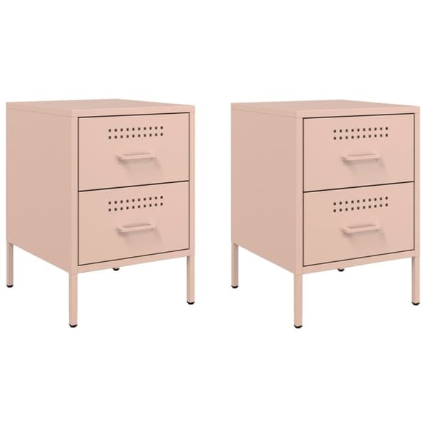 vidaXL Yöpöydät 2 kpl pinkki 36x39x50,5 cm teräs