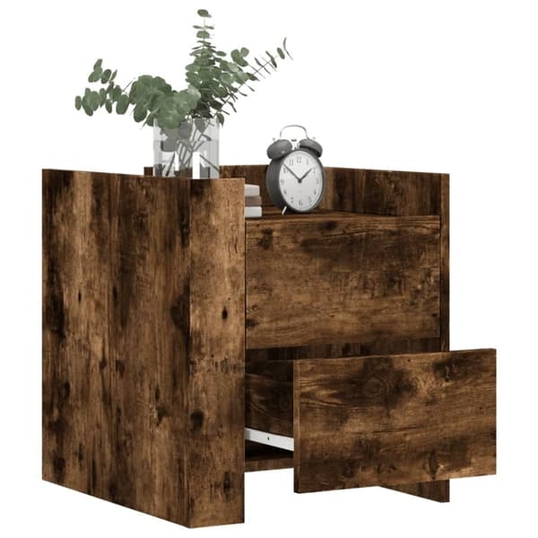vidaXL Sängbord rökfärgad ek 45x50x50 cm konstruerat trä