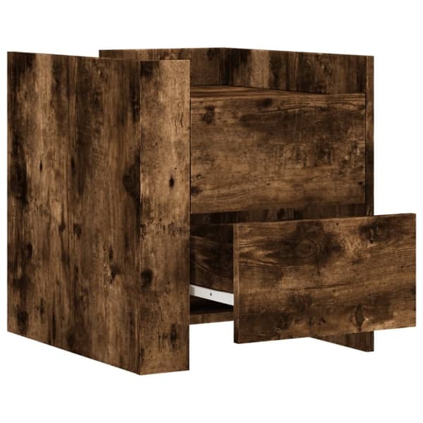 vidaXL Sängbord rökfärgad ek 45x50x50 cm konstruerat trä