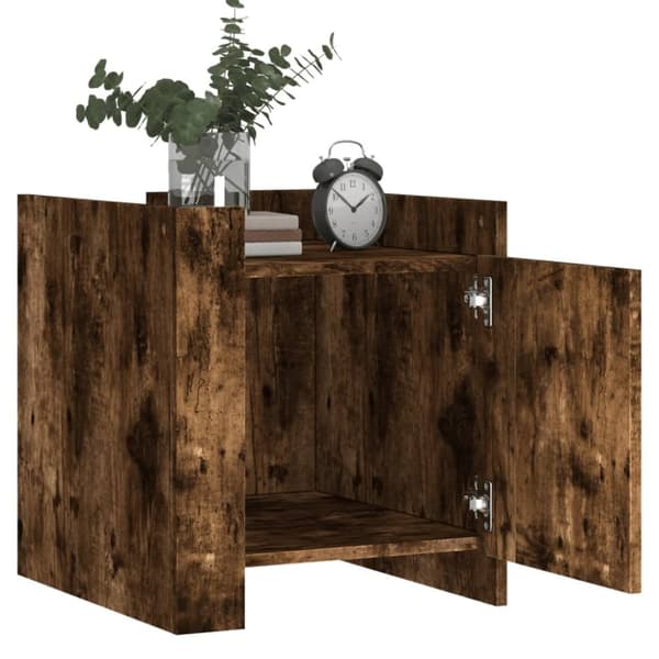 vidaXL sengebord 45x50x50 cm konstrueret træ røget egetræsfarve