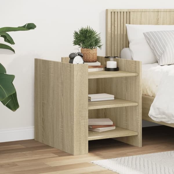 vidaXL sengebord 45x50x50 cm konstrueret træ sonoma-eg