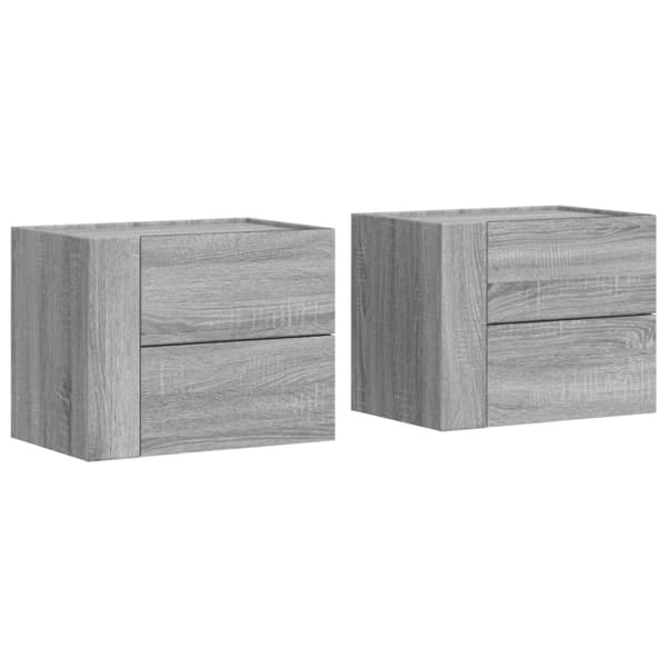 vidaXL Veggmonterte nattbord 2 stk grå sonoma 45x30x35 cm