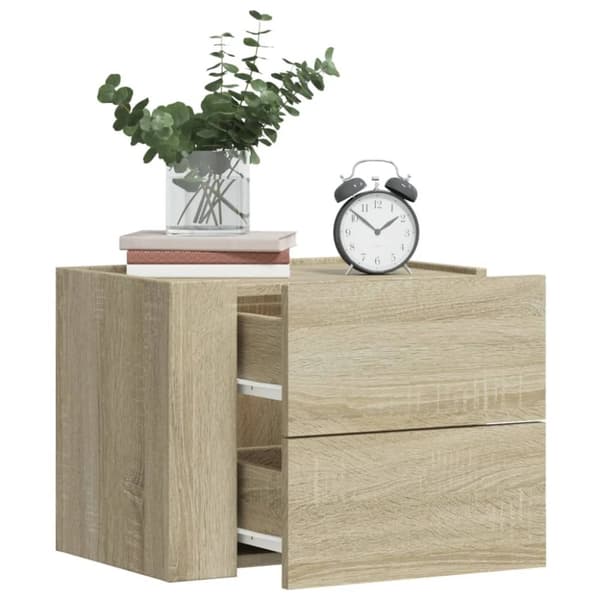 vidaXL Väggmonterat sängbord sonoma-ek 45x30x35 cm