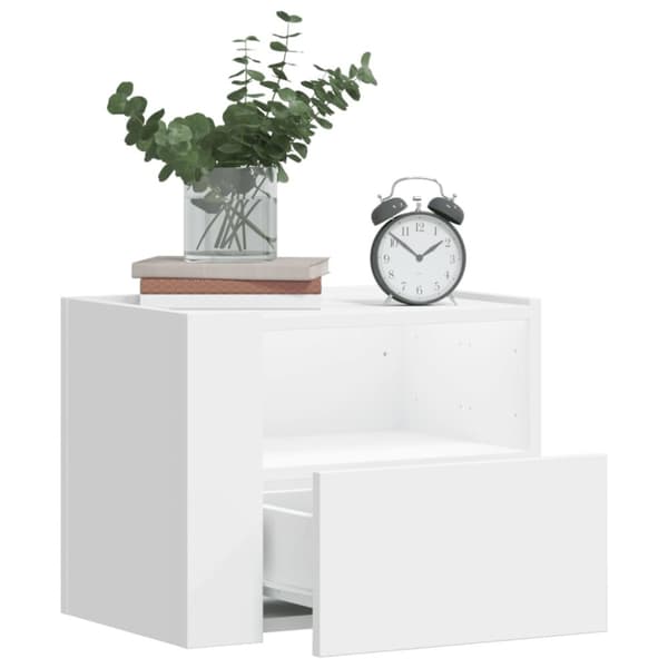 vidaXL Väggmonterat sängbord vit 45x30x35 cm
