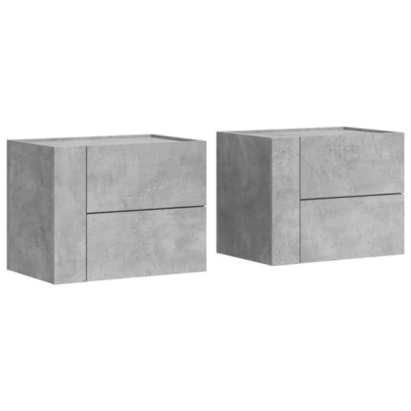vidaXL Veggmonterte nattbord 2 stk betonggrå 45x30x35 cm