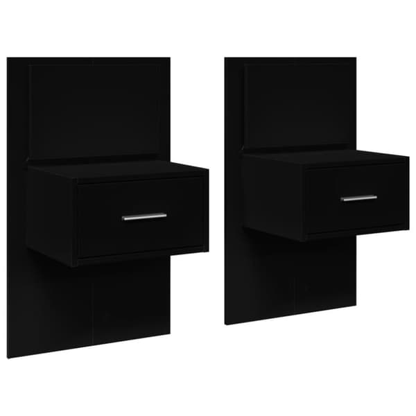 vidaXL Väggmonterade sängbord med LED-lampor 2 st svart