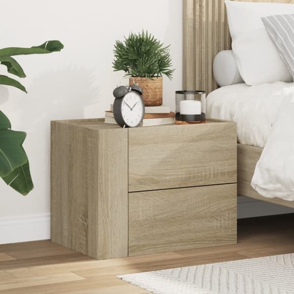 vidaXL væghængt sengebord 45x30x35 cm sonoma-eg