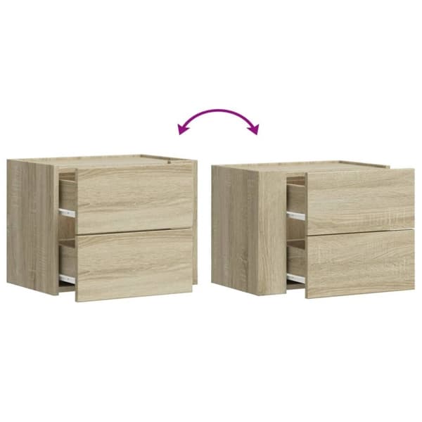 vidaXL væghængt sengebord 45x30x35 cm sonoma-eg