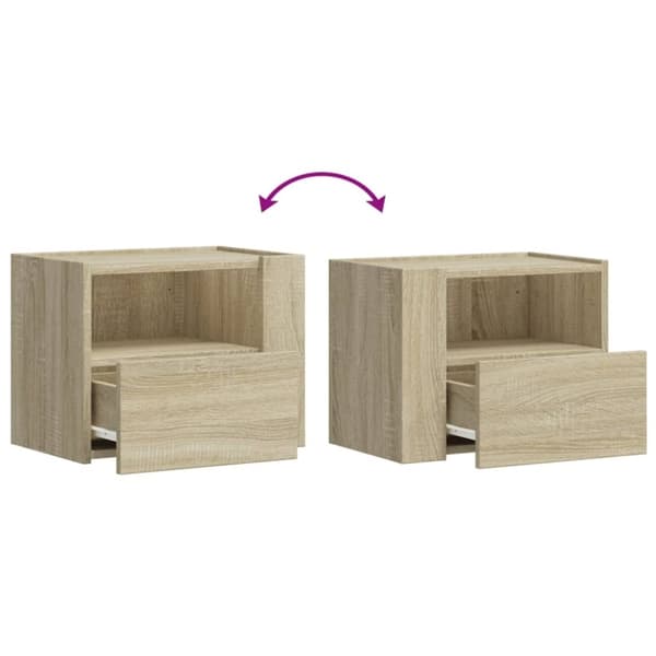vidaXL Seinäkiinnitettävät yöpöydät 2 kpl Sonoma-tammi 45x30x35 cm