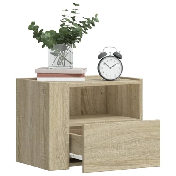 vidaXL Seinäkiinnitettävät yöpöydät 2 kpl Sonoma-tammi 45x30x35 cm
