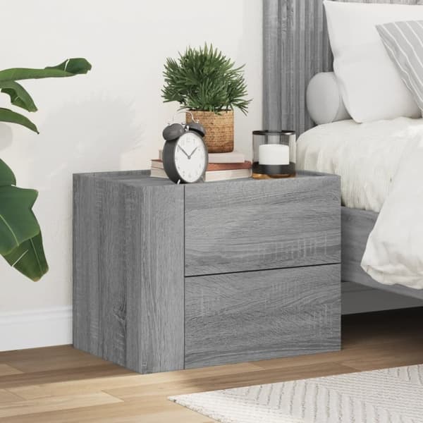 vidaXL væghængt sengebord 45x30x35 cm grå sonoma-eg