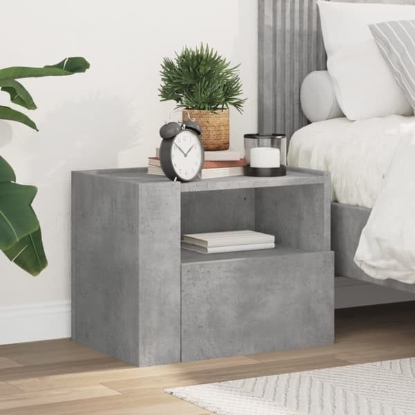 vidaXL væghængt sengebord 45x30x35 cm betongrå