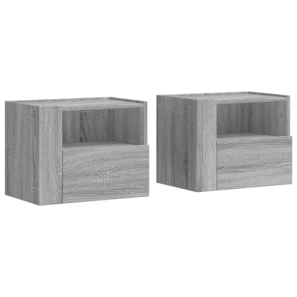 vidaXL Veggmonterte nattbord 2 stk grå sonoma 45x30x35 cm