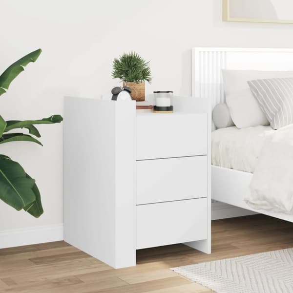 vidaXL Nattbord hvit 45x50x65 cm konstruert tre