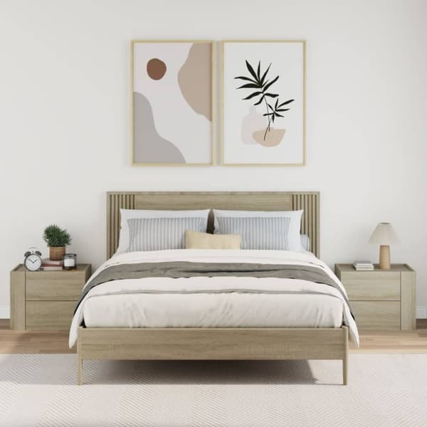 vidaXL væghængte sengeborde 2 stk. 45x30x35 cm sonoma-eg