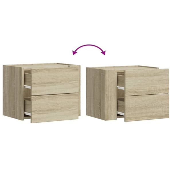 vidaXL væghængte sengeborde 2 stk. 45x30x35 cm sonoma-eg