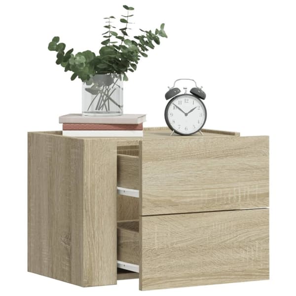 vidaXL væghængte sengeborde 2 stk. 45x30x35 cm sonoma-eg
