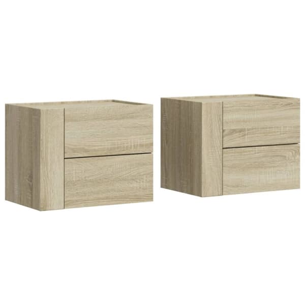 vidaXL væghængte sengeborde 2 stk. 45x30x35 cm sonoma-eg