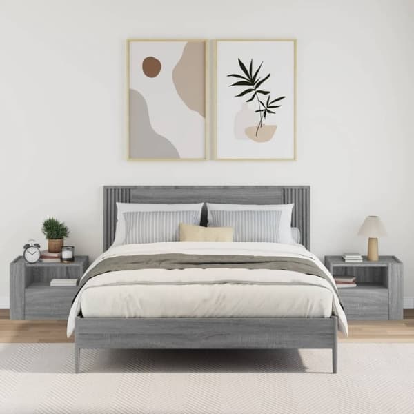 vidaXL væghængte sengeborde 2 stk. 45x30x35 cm grå sonoma-eg