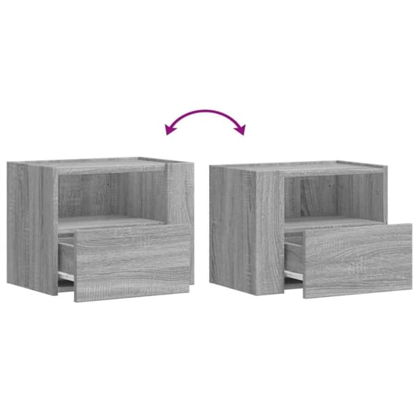 vidaXL væghængte sengeborde 2 stk. 45x30x35 cm grå sonoma-eg