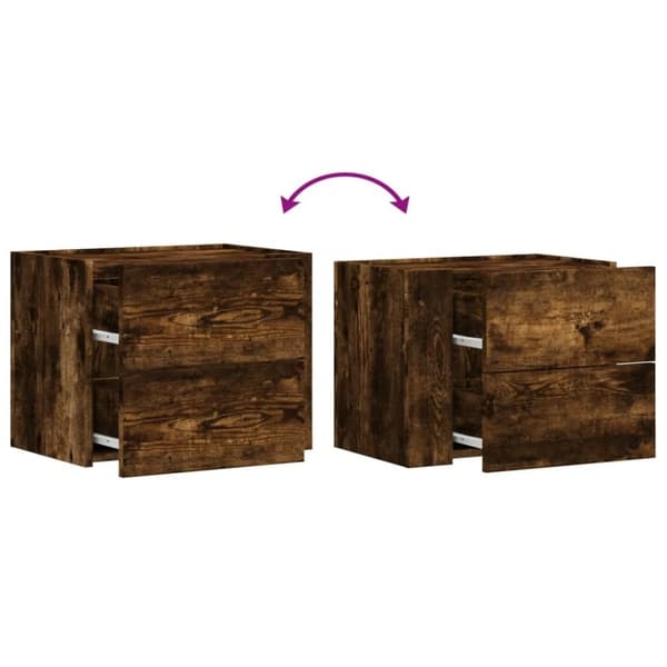 vidaXL væghængte sengeborde 2 stk. 45x30x35 cm røget egetræsfarve