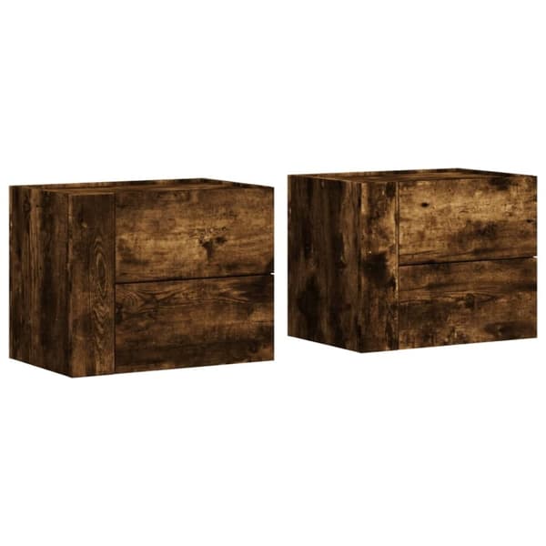 vidaXL væghængte sengeborde 2 stk. 45x30x35 cm røget egetræsfarve