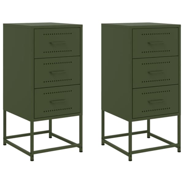 vidaXL sengeborde 2 stk. 36x39x78 cm stål olivengrøn