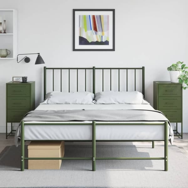 vidaXL sengeborde 2 stk. 36x39x78 cm stål olivengrøn
