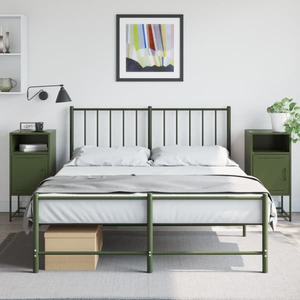 vidaXL sengeborde 2 stk. 36x39x78 cm stål olivengrøn