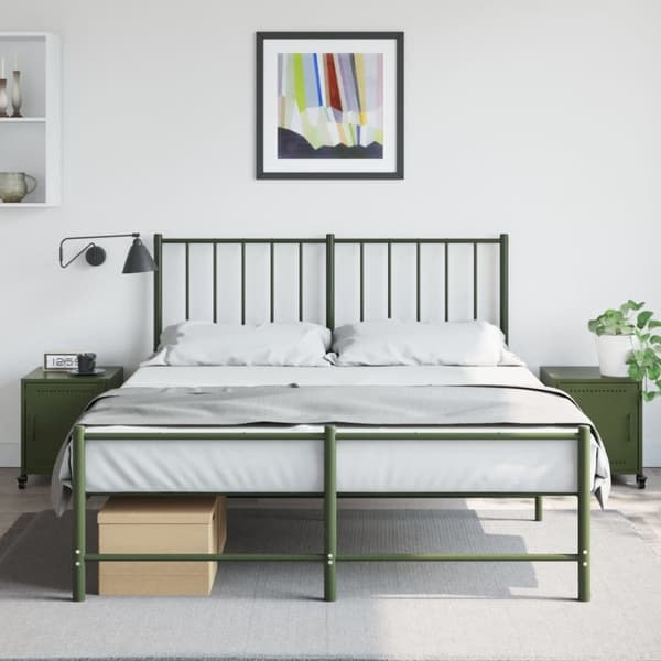 vidaXL Nattbord 2 stk olivengrønn 36x39x43,5 cm stål