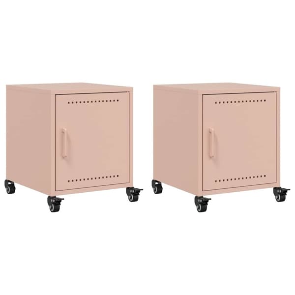 vidaXL Nattbord 2 stk rosa 36x39x43,5 cm stål