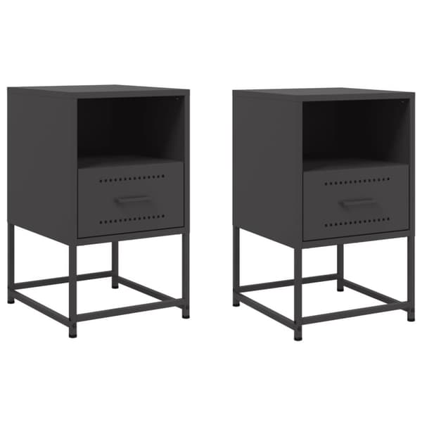vidaXL sengeborde 2 stk. 36x39x60,5 cm stål sort