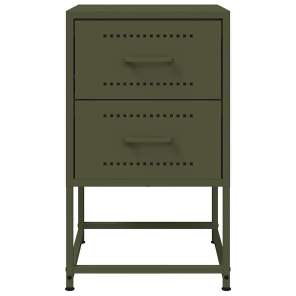 vidaXL Nattbord 2 stk olivengrønn 36x39x60,5 cm stål