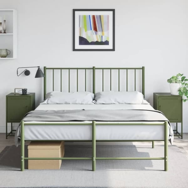 vidaXL sengeborde 2 stk. 36x39x60,5 cm stål olivengrøn