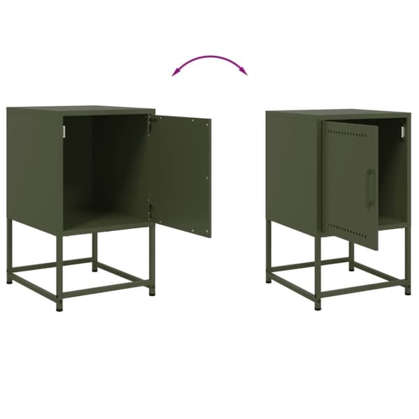 vidaXL sengeborde 2 stk. 36x39x60,5 cm stål olivengrøn