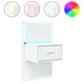 Miniatyrbild 1 av 11: vidaXL Väggmonterat sängbord med LED-lampor vit