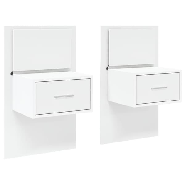 vidaXL Väggmonterade sängbord med LED-lampor 2 st vit