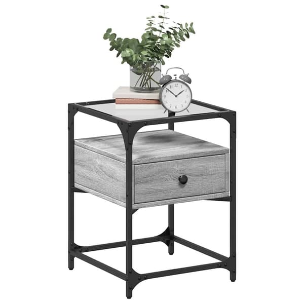 vidaXL sengeborde 2 stk. 40x40x55 cm konstrueret træ grå sonoma-eg