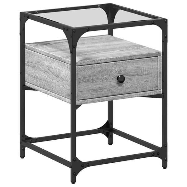 vidaXL sengeborde 2 stk. 40x40x55 cm konstrueret træ grå sonoma-eg